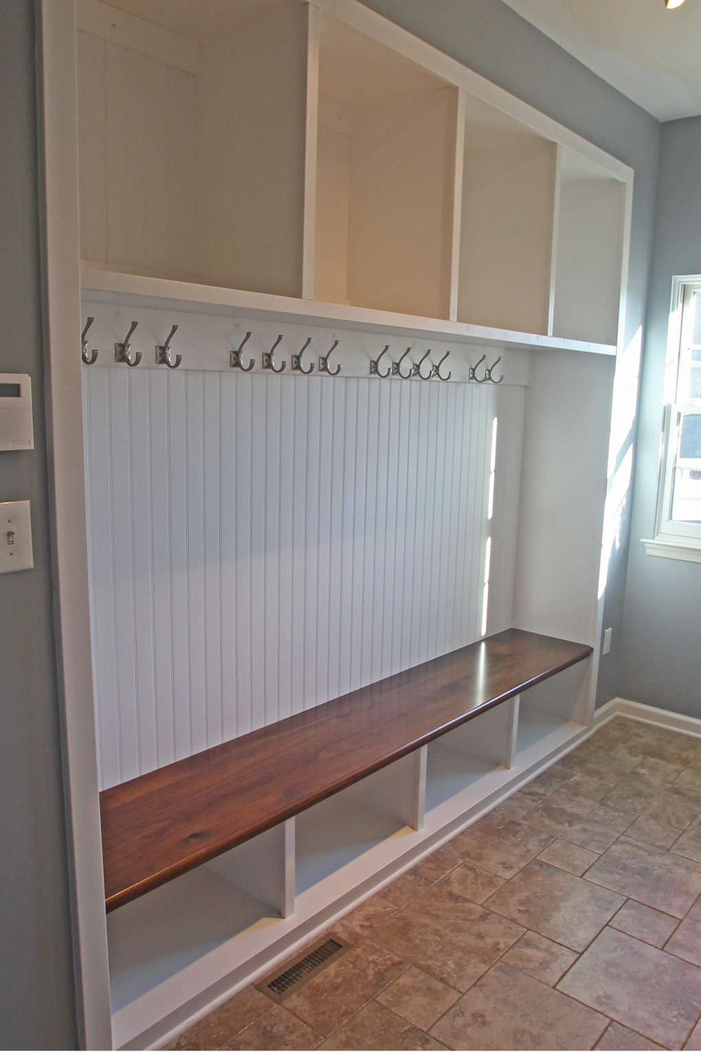 custom woodworking entry storage