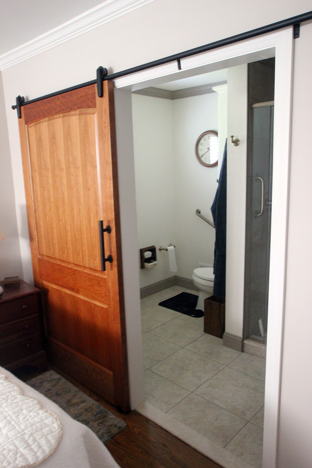 master bath renovation barn door